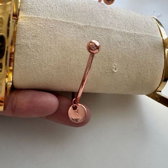 Rose Gold Cuff Bracelet Knot Y Initial Name Dainty Preppy Branded Fashion Gift - Picture 2 of 3